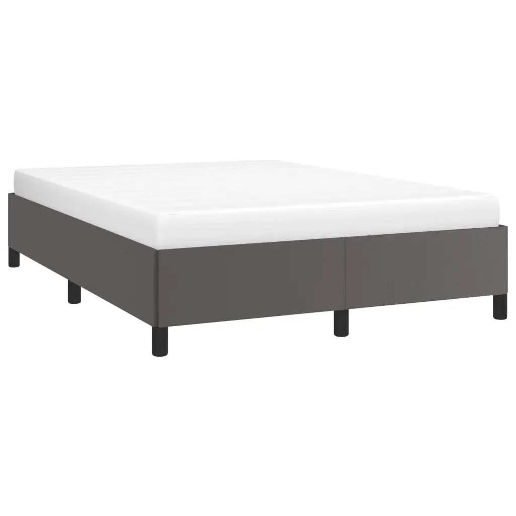 Letto matrimoniale | Letto per adulti | Giroletto Grigio 140x190 cm in Similpelle - Image 4