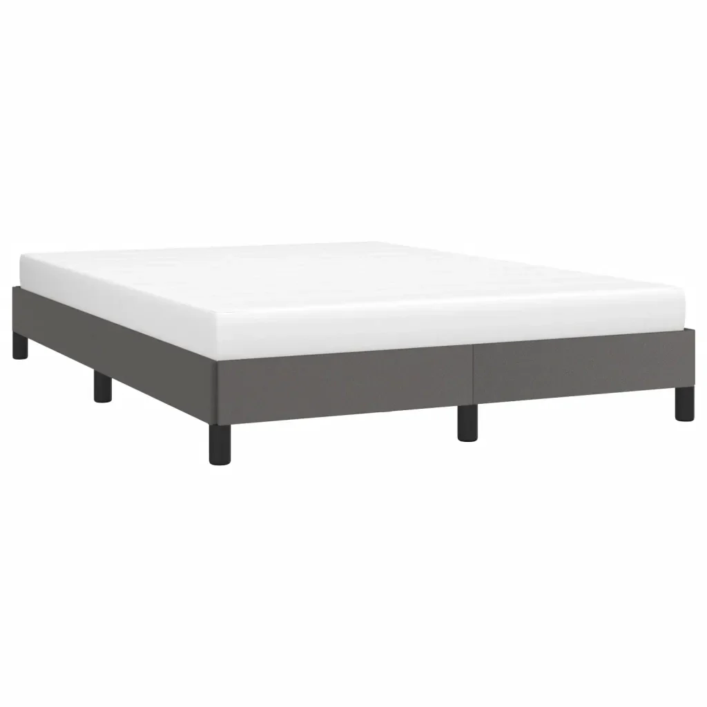 Letto matrimoniale | Letto per adulti | Giroletto Grigio 140x200 cm in Similpelle - Image 4