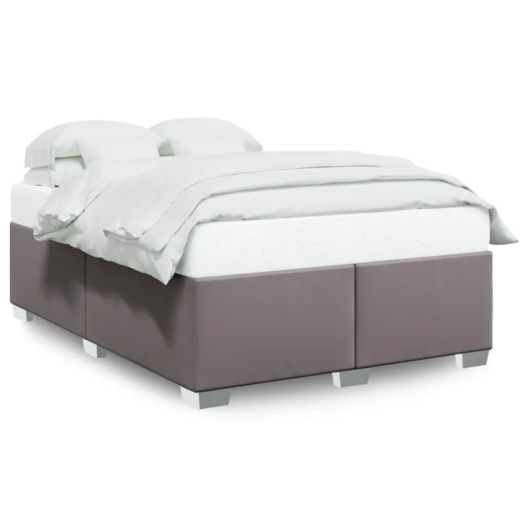 Letto matrimoniale | Letto per adulti | Giroletto Grigio 140x200 cm in Similpelle