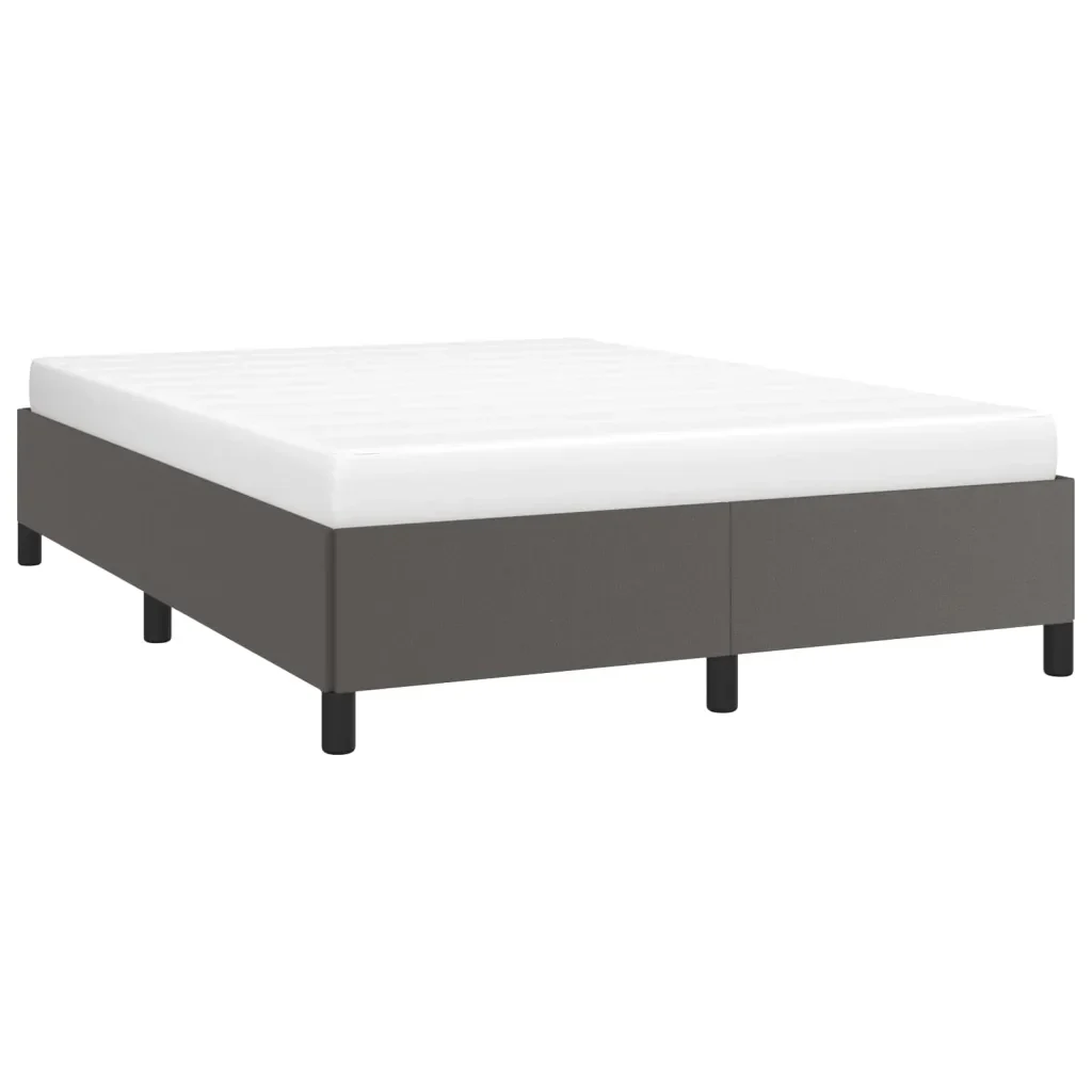 Letto matrimoniale | Letto per adulti | Giroletto Grigio 140x200 cm in Similpelle - Image 3