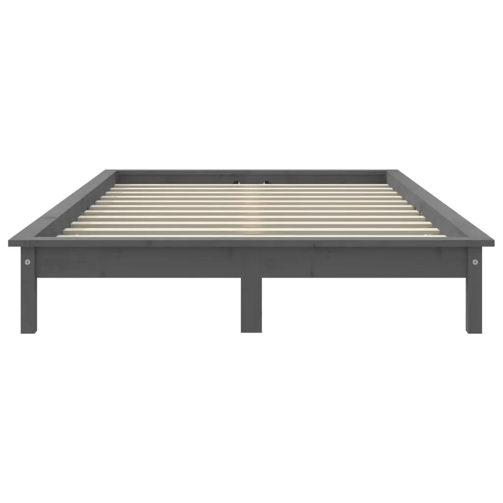Letto matrimoniale | Letto per adulti | Giroletto Grigio 160x200 cm in Legno Massello di Pino - Image 5
