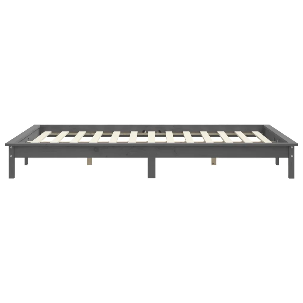Letto matrimoniale | Letto per adulti | Giroletto Grigio 160x200 cm in Legno Massello di Pino - Image 6
