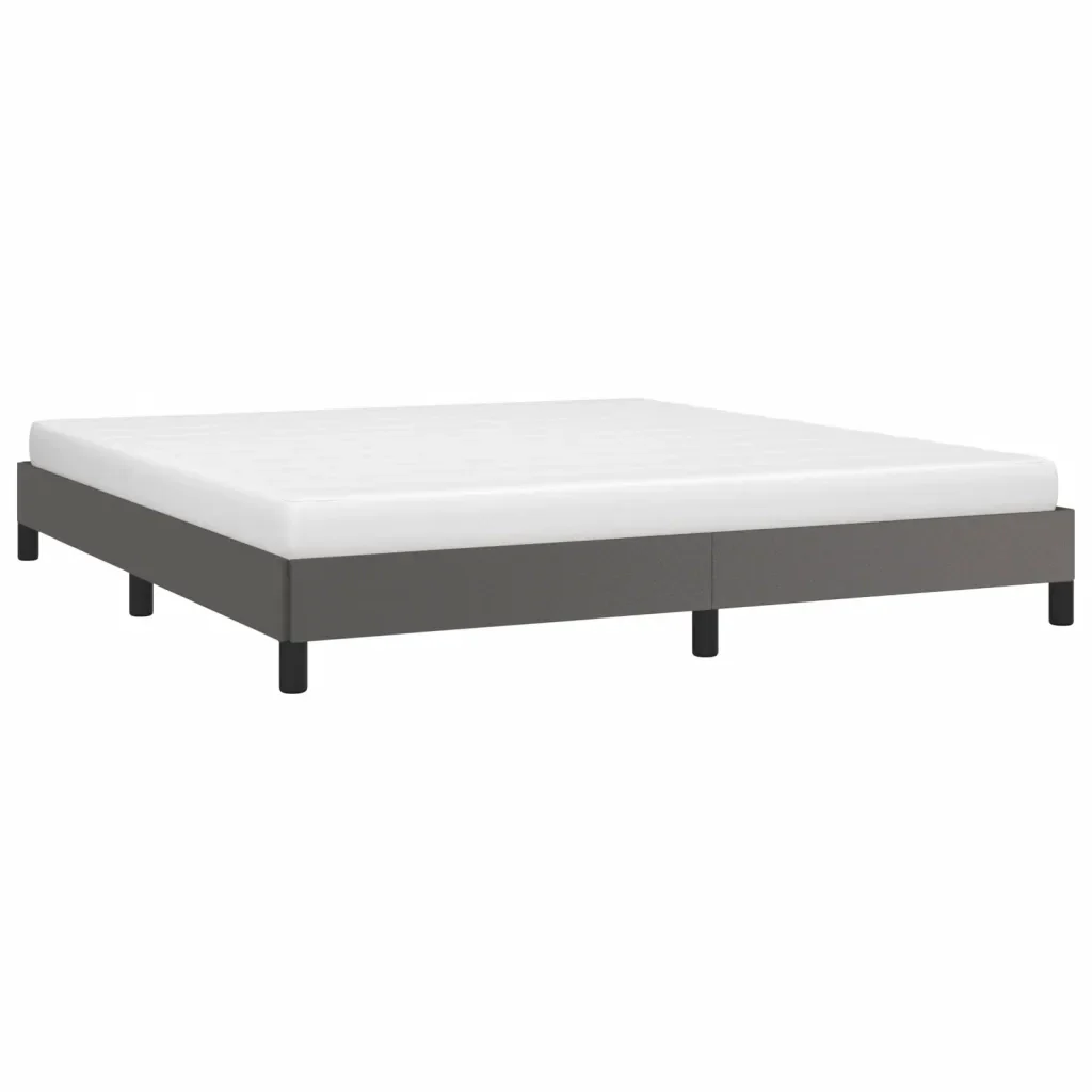 Letto matrimoniale | Letto per adulti | Giroletto Grigio 160x200 cm in Similpelle - Image 4