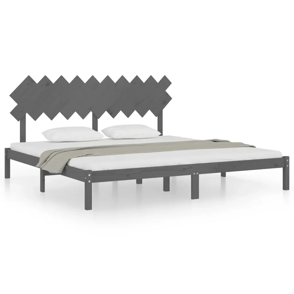 Letto matrimoniale | Letto per adulti | Giroletto Grigio 200x200 cm in Legno Massello