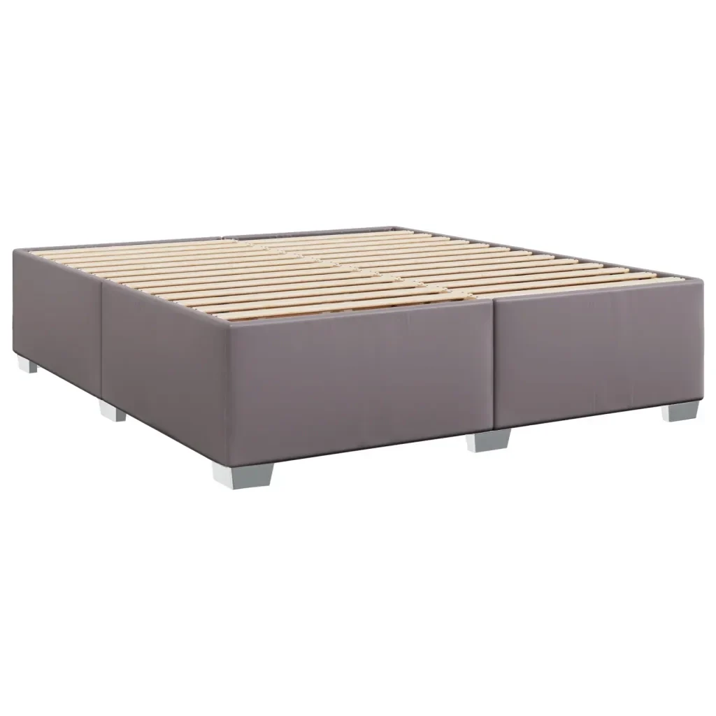 Letto matrimoniale | Letto per adulti | Giroletto Grigio 200x200 cm in Similpelle - Image 3