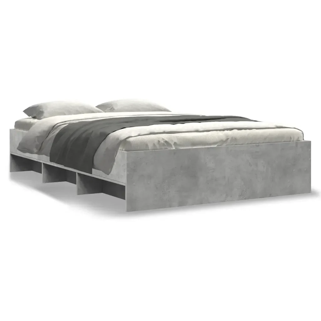 Letto matrimoniale | Letto per adulti | Giroletto Grigio Cemento 120x200 cm in Legno Multistrato