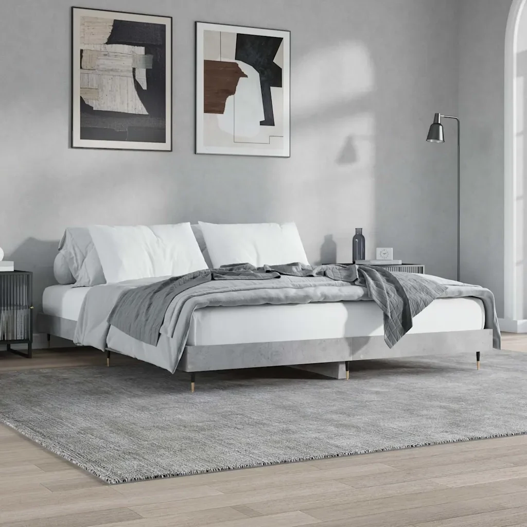 Letto matrimoniale | Letto per adulti | Giroletto Grigio Cemento 120x200 cm in Legno Multistrato - Image 2