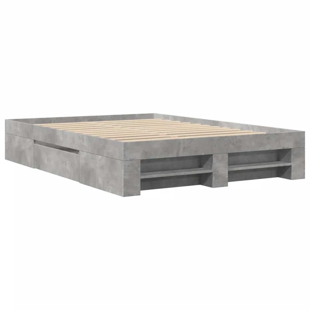 Letto matrimoniale | Letto per adulti | Giroletto Grigio Cemento 120x200 cm in Legno Multistrato - Image 4