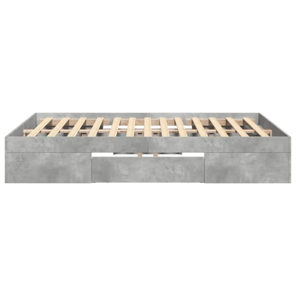 Letto matrimoniale | Letto per adulti | Giroletto Grigio Cemento 120x200 cm in Legno Multistrato - Image 6