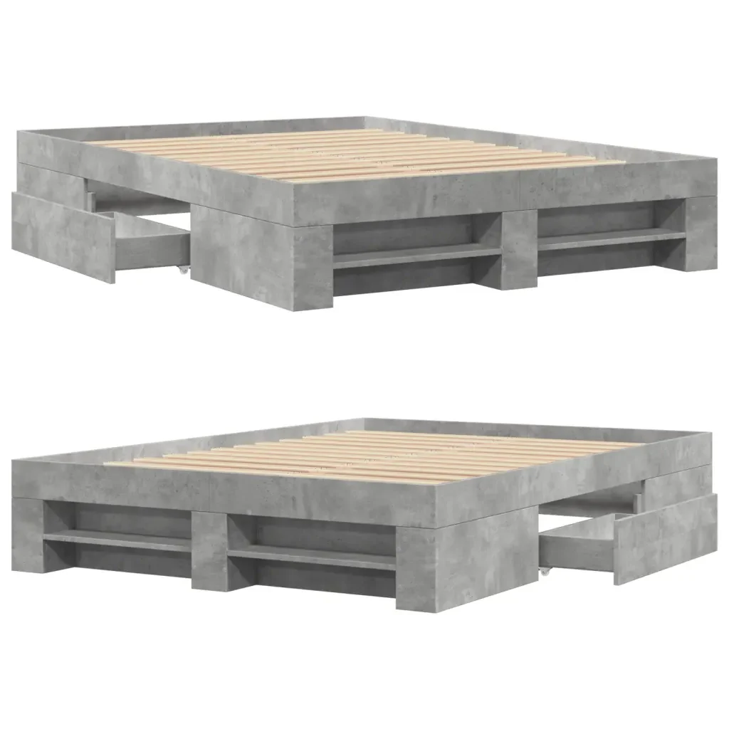 Letto matrimoniale | Letto per adulti | Giroletto Grigio Cemento 120x200 cm in Legno Multistrato - Image 8