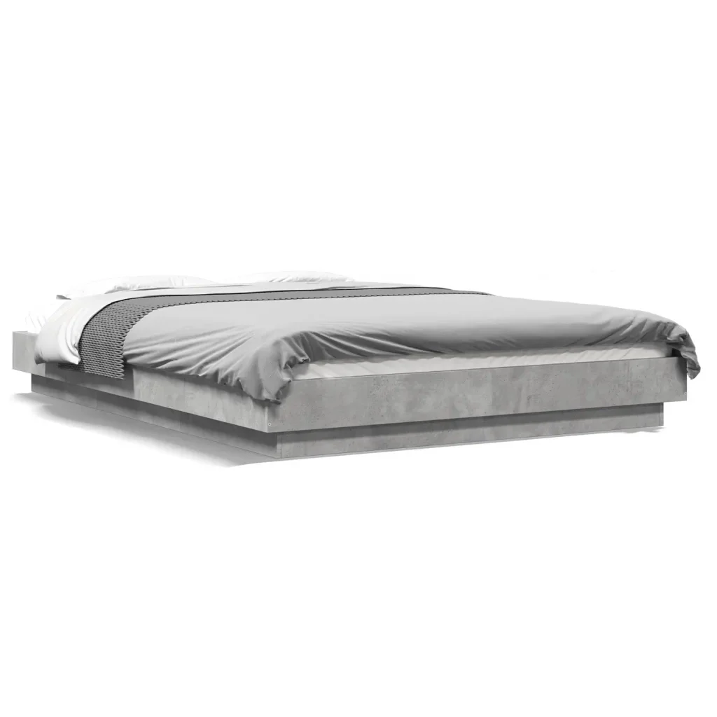 Letto matrimoniale | Letto per adulti | Giroletto Grigio Cemento 135x190 cm in Legno Multistrato