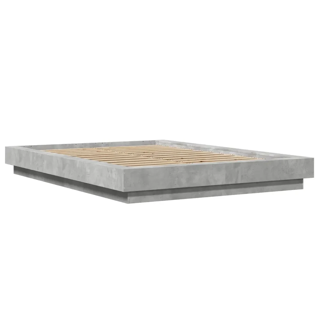 Letto matrimoniale | Letto per adulti | Giroletto Grigio Cemento 135x190 cm in Legno Multistrato - Image 4