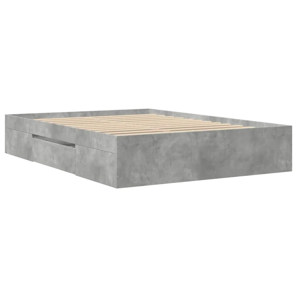 Letto matrimoniale | Letto per adulti | Giroletto Grigio Cemento 135x190 cm in Legno Multistrato - Image 7