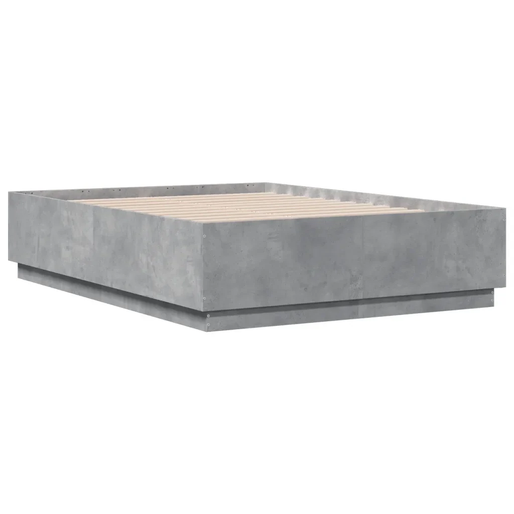 Letto matrimoniale | Letto per adulti | Giroletto Grigio Cemento 135x190 cm in Legno Multistrato - Image 3