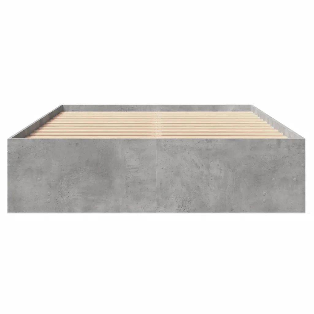 Letto matrimoniale | Letto per adulti | Giroletto Grigio Cemento 140x190 cm in Legno Multistrato - Image 5
