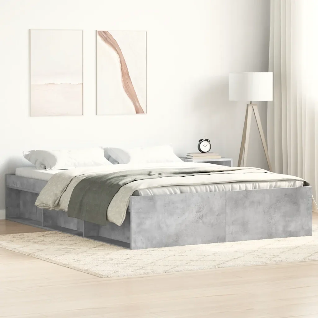 Letto matrimoniale | Letto per adulti | Giroletto Grigio Cemento 140x200 cm - Image 2