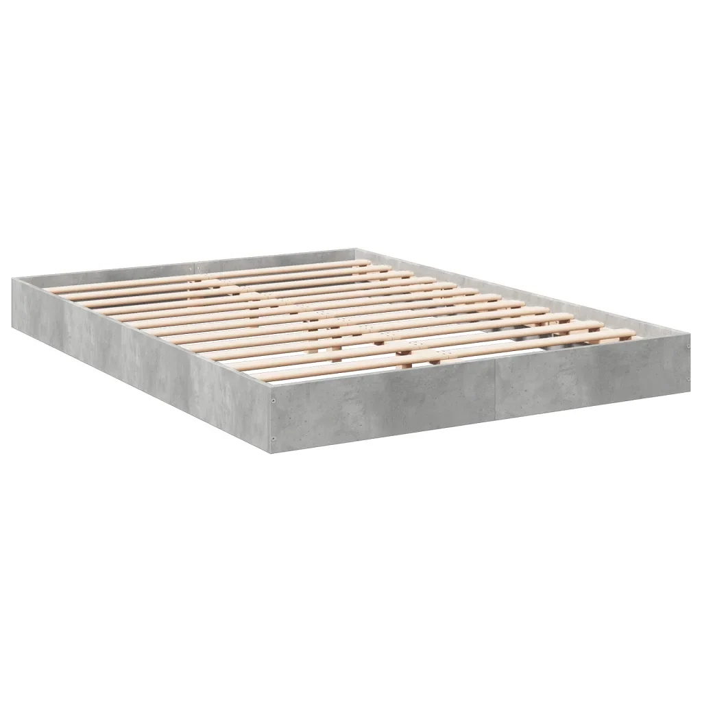 Letto matrimoniale | Letto per adulti | Giroletto Grigio Cemento 140x200 cm in Legno Multistrato - Image 4