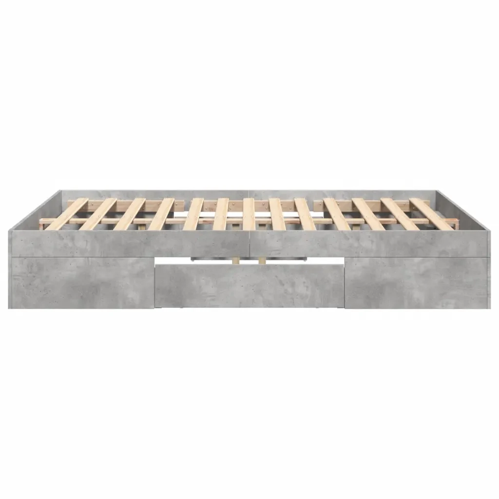Letto matrimoniale | Letto per adulti | Giroletto Grigio Cemento 140x200 cm in Legno Multistrato - Image 6