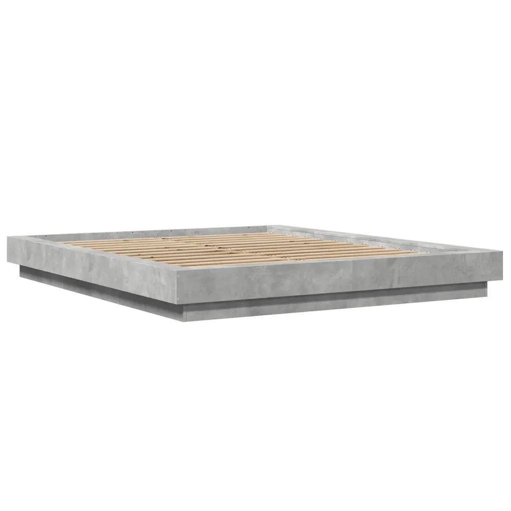Letto matrimoniale | Letto per adulti | Giroletto Grigio Cemento 150x200 cm in Legno Multistrato - Image 3