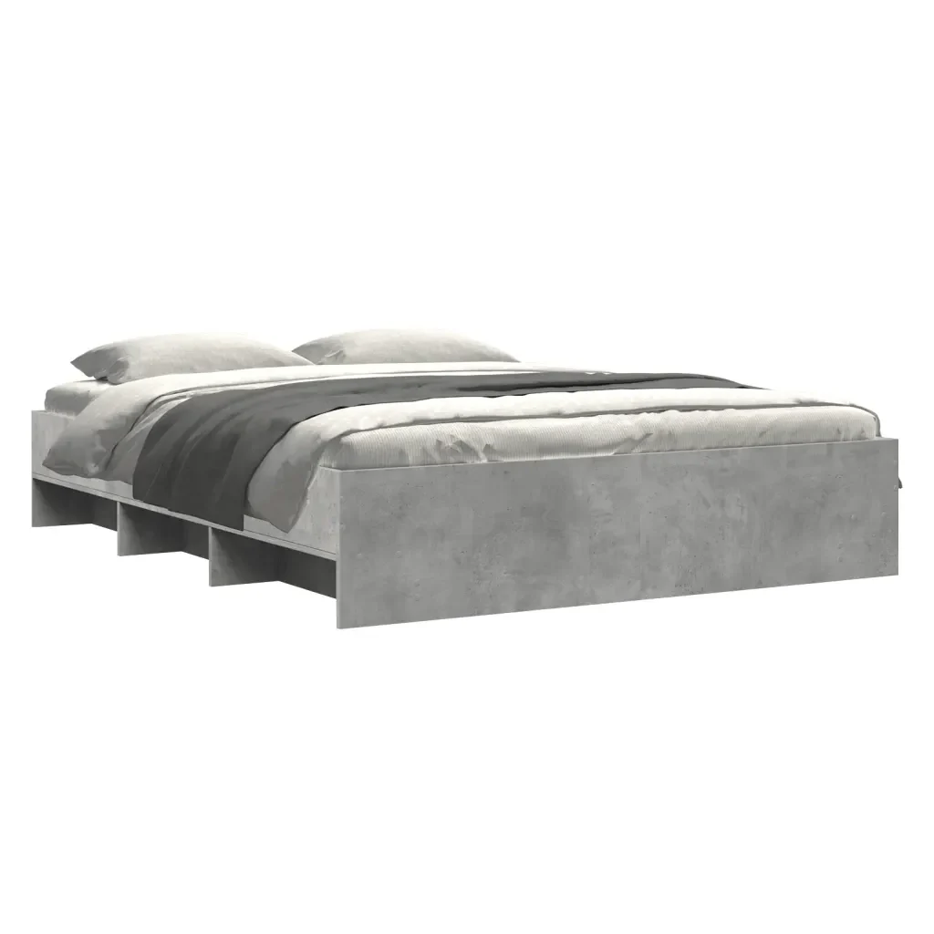 Letto matrimoniale | Letto per adulti | Giroletto Grigio Cemento 150x200 cm in Legno Multistrato - Image 4