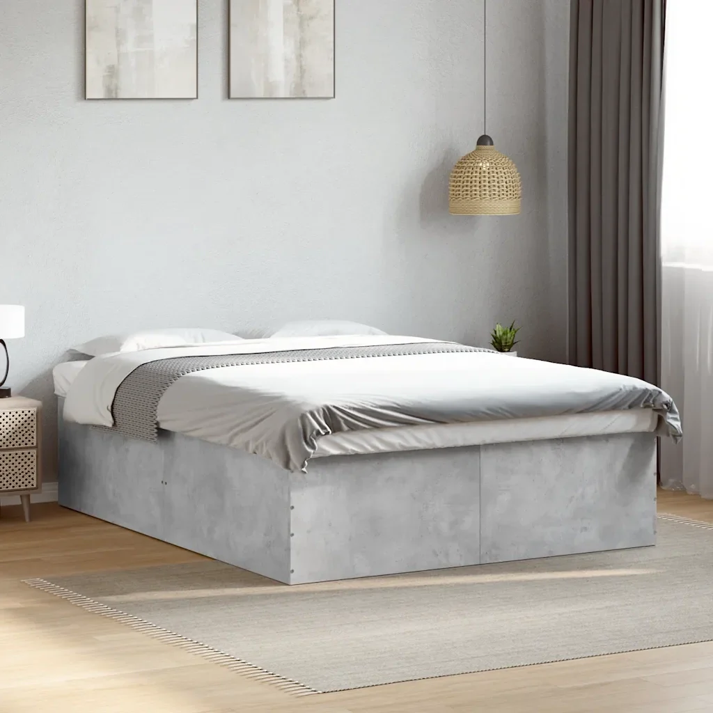 Letto matrimoniale | Letto per adulti | Giroletto Grigio Cemento 150x200 cm in Legno Multistrato - Image 2