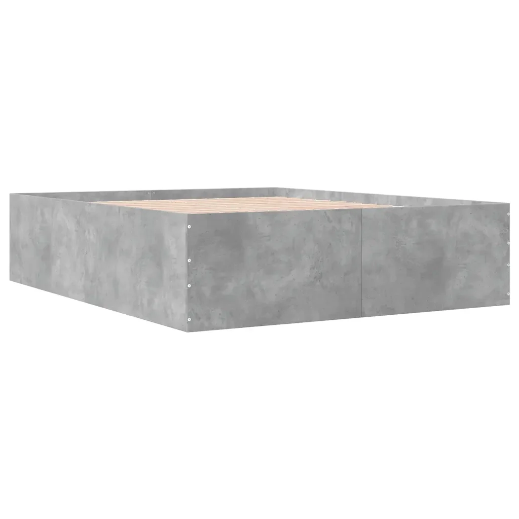 Letto matrimoniale | Letto per adulti | Giroletto Grigio Cemento 150x200 cm in Legno Multistrato - Image 4