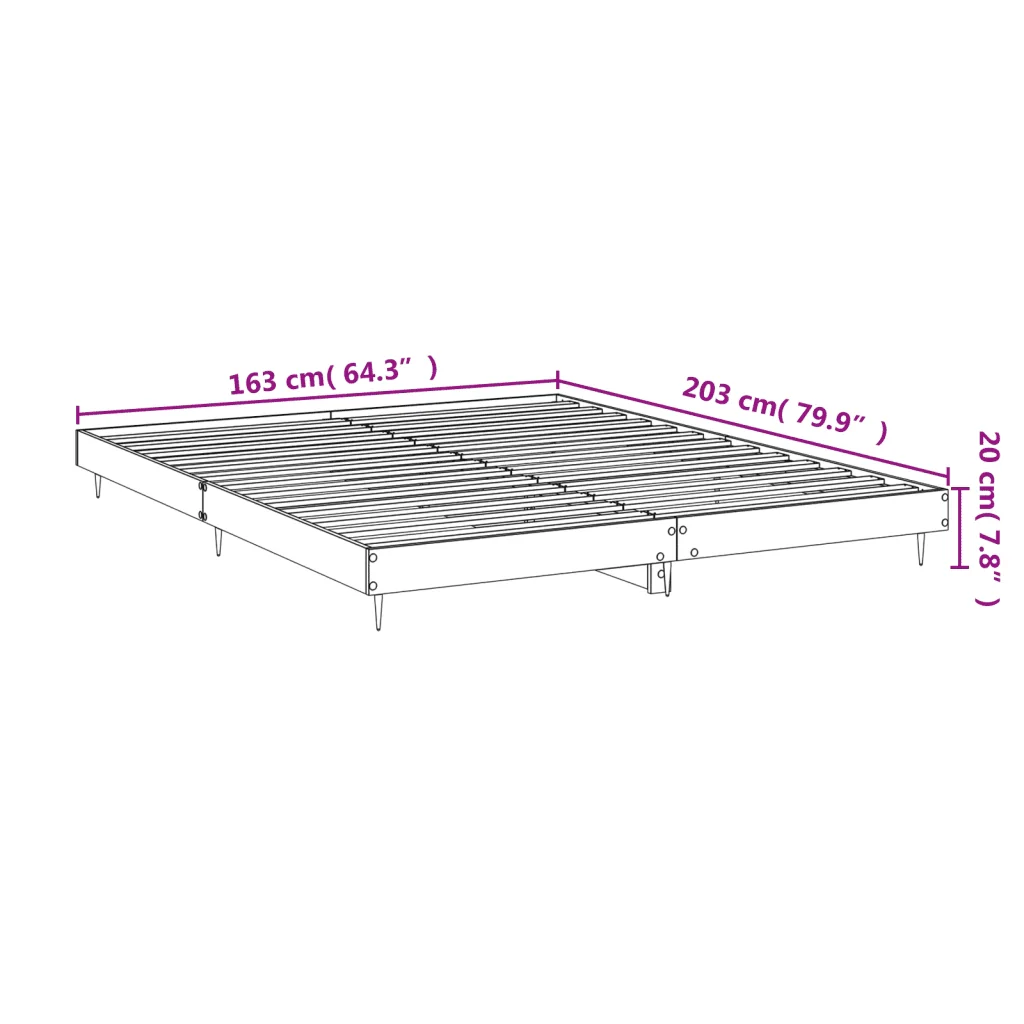 Letto matrimoniale | Letto per adulti | Giroletto Grigio Cemento 160x200 cm in Legno Multistrato - Image 10