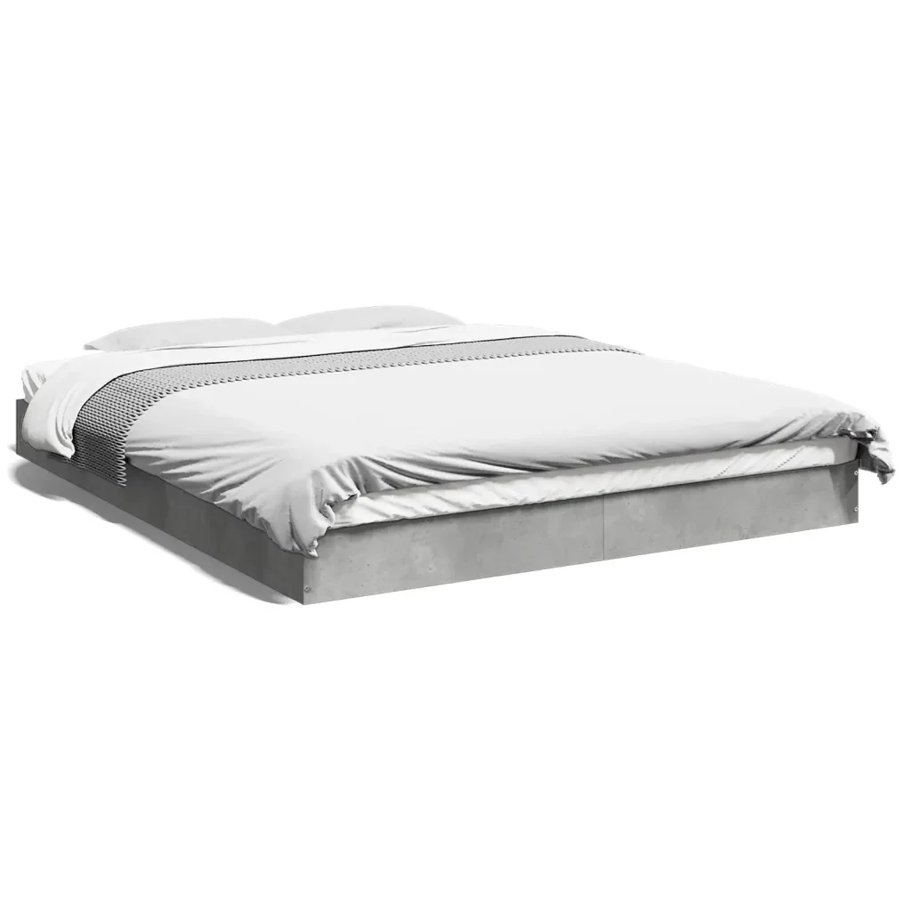 Letto matrimoniale | Letto per adulti | Giroletto Grigio Cemento 160x200 cm in Legno Multistrato