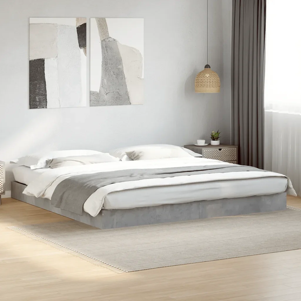Letto matrimoniale | Letto per adulti | Giroletto Grigio Cemento 180x200 cm in Legno Multistrato - Image 2