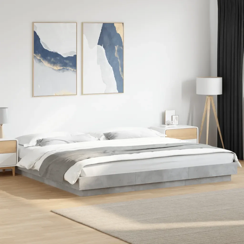 Letto matrimoniale | Letto per adulti | Giroletto Grigio Cemento 180x200 cm in Legno Multistrato - Image 2