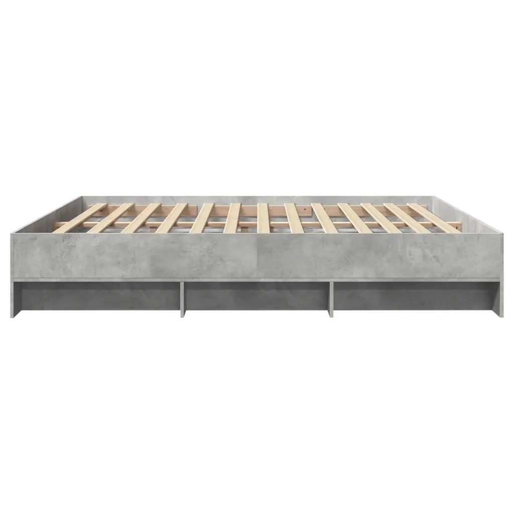 Letto matrimoniale | Letto per adulti | Giroletto Grigio Cemento 200x200 cm in Legno Multistrato - Image 6