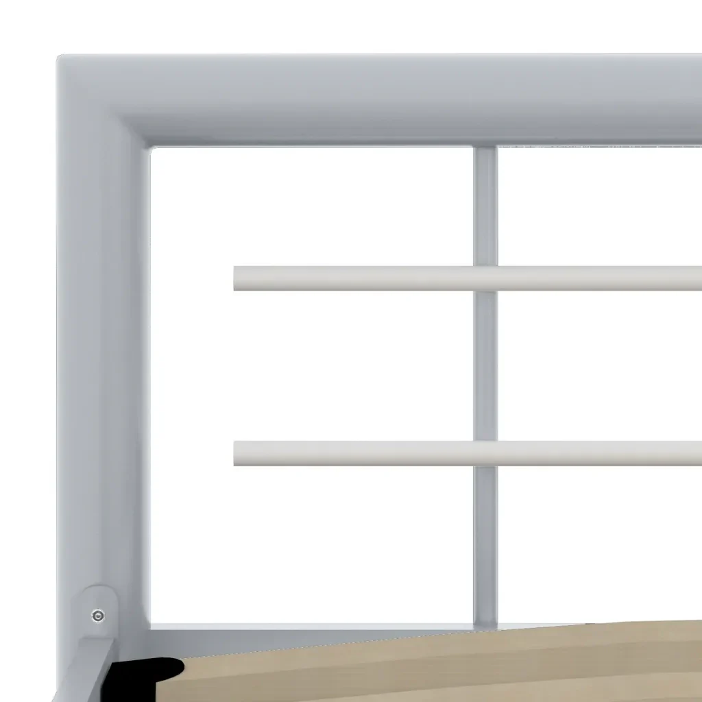 Letto matrimoniale | Letto per adulti | Giroletto Grigio e Bianco in Metallo 180x200 cm - Image 5