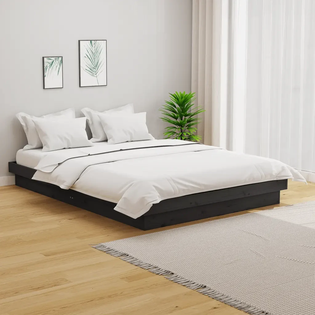 Letto matrimoniale | Letto per adulti | Giroletto Grigio in Legno Massello 120x190 cm Small Double - Image 2