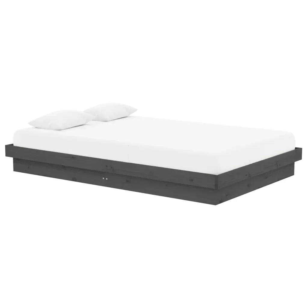 Letto matrimoniale | Letto per adulti | Giroletto Grigio in Legno Massello 120x190 cm Small Double - Image 3
