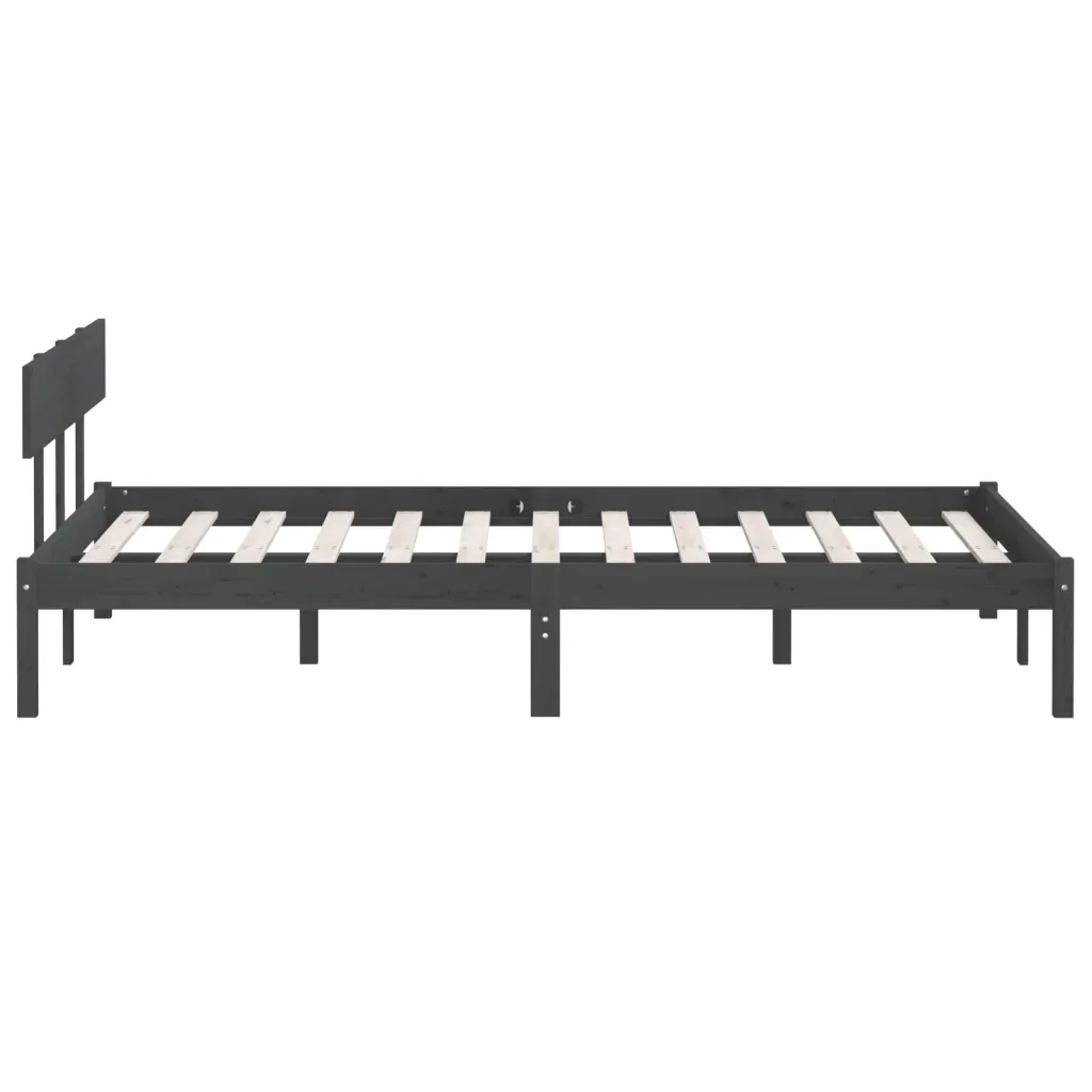 Letto matrimoniale | Letto per adulti | Giroletto Grigio in Legno Massello 120x190 cm Small Double - Image 5