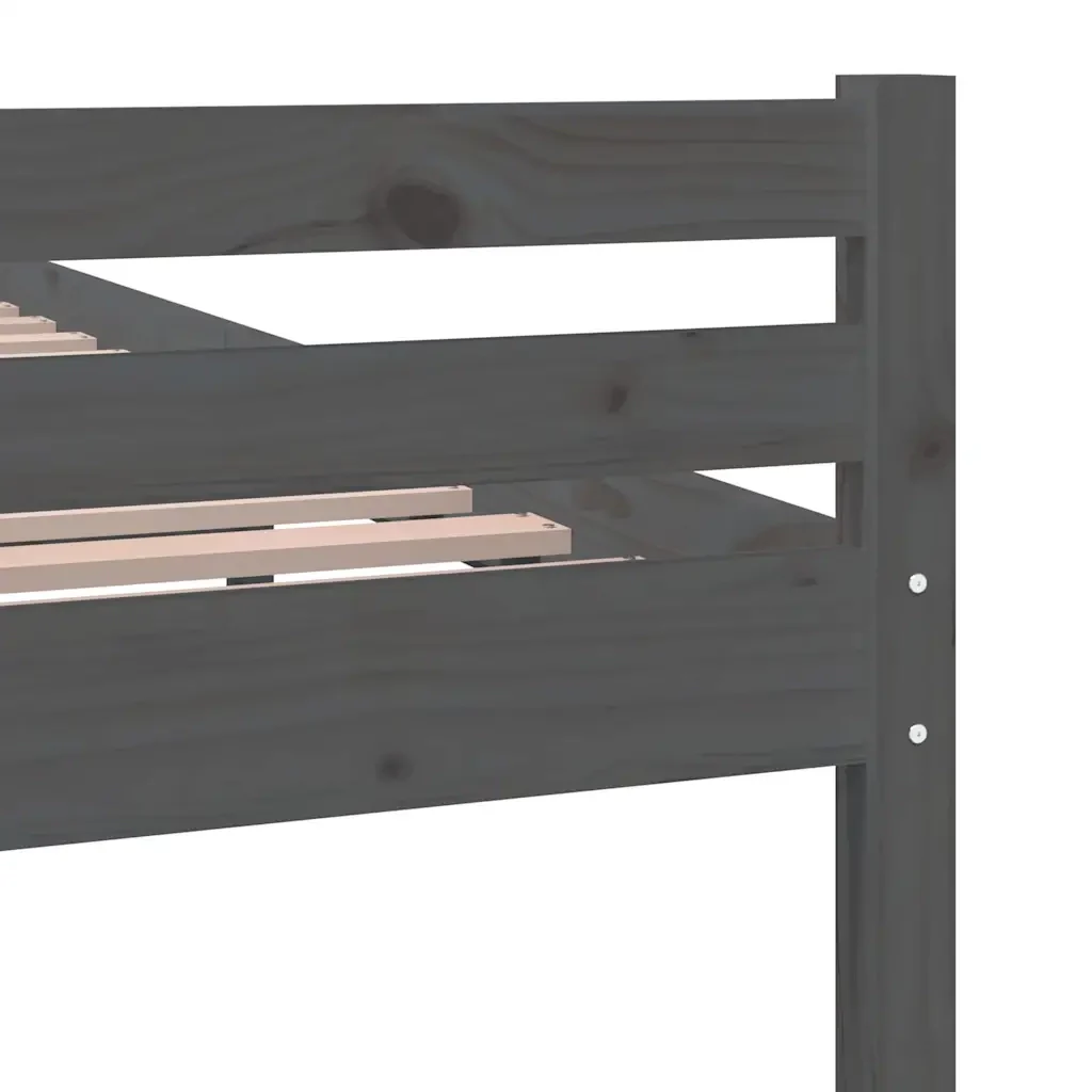 Letto matrimoniale | Letto per adulti | Giroletto Grigio in Legno Massello 140x190 cm - Image 7
