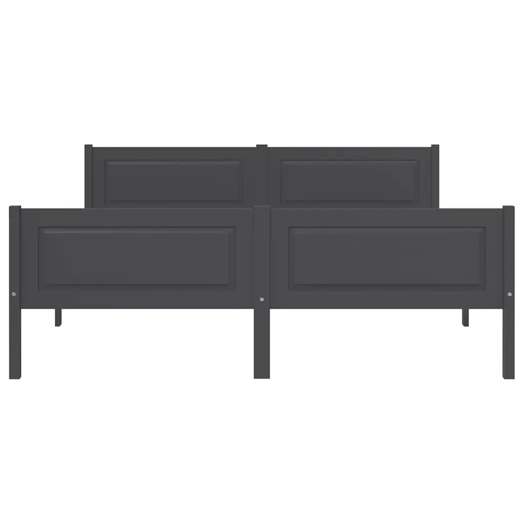 Letto matrimoniale | Letto per adulti | Giroletto Grigio in Legno Massello di Pino 140x200 cm - Image 3