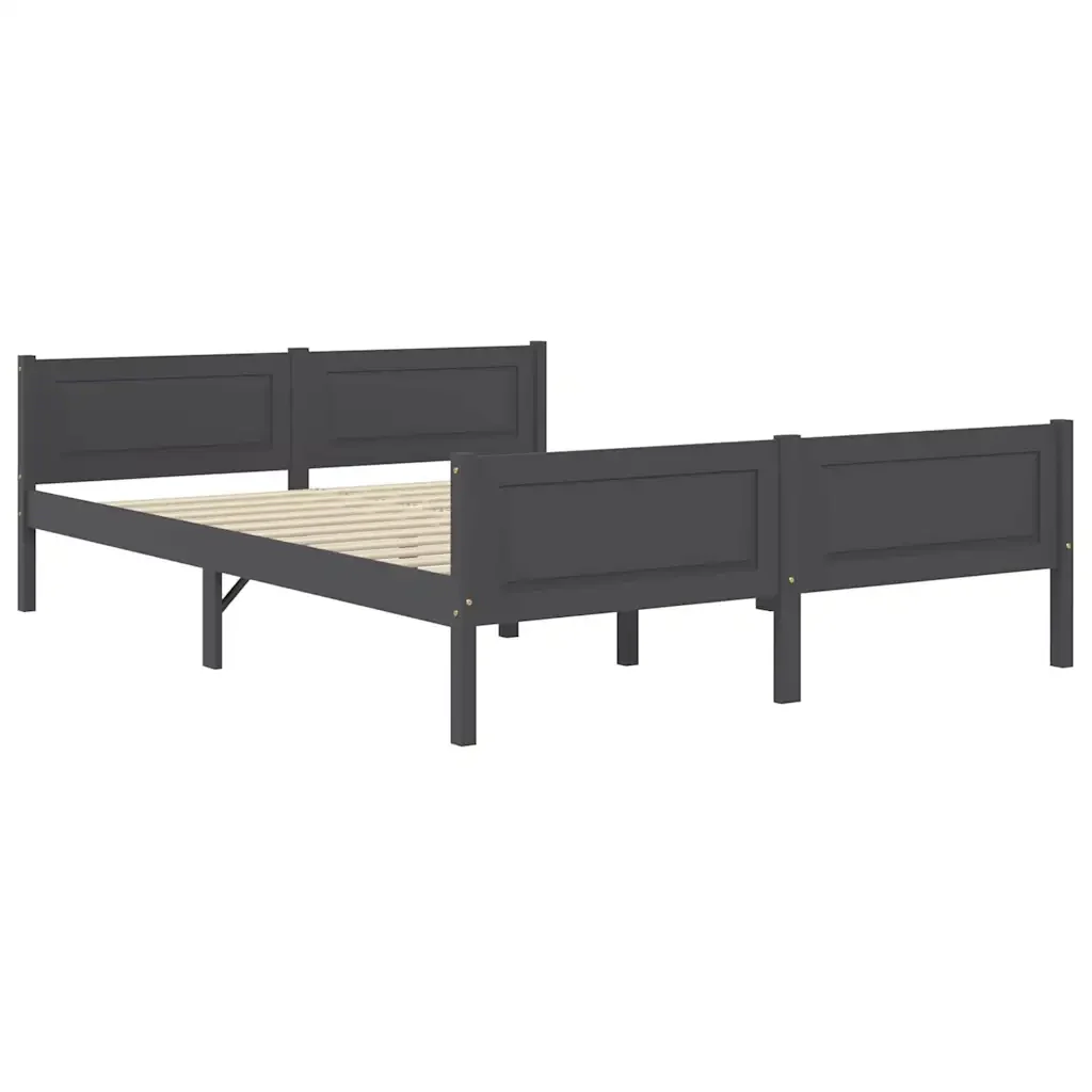 Letto matrimoniale | Letto per adulti | Giroletto Grigio in Legno Massello di Pino 160x200 cm - Image 2