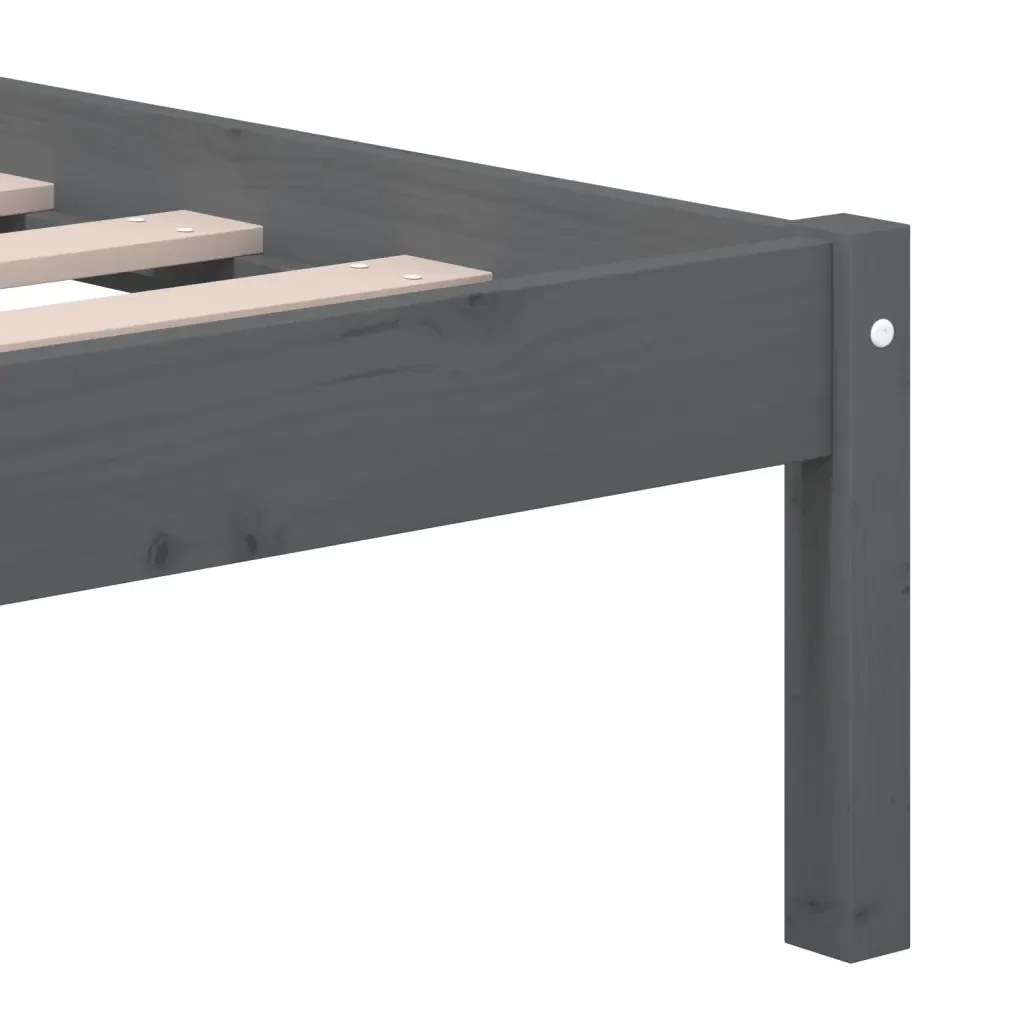 Letto matrimoniale | Letto per adulti | Giroletto Grigio in Legno Massello di Pino 200x200 cm - Image 7