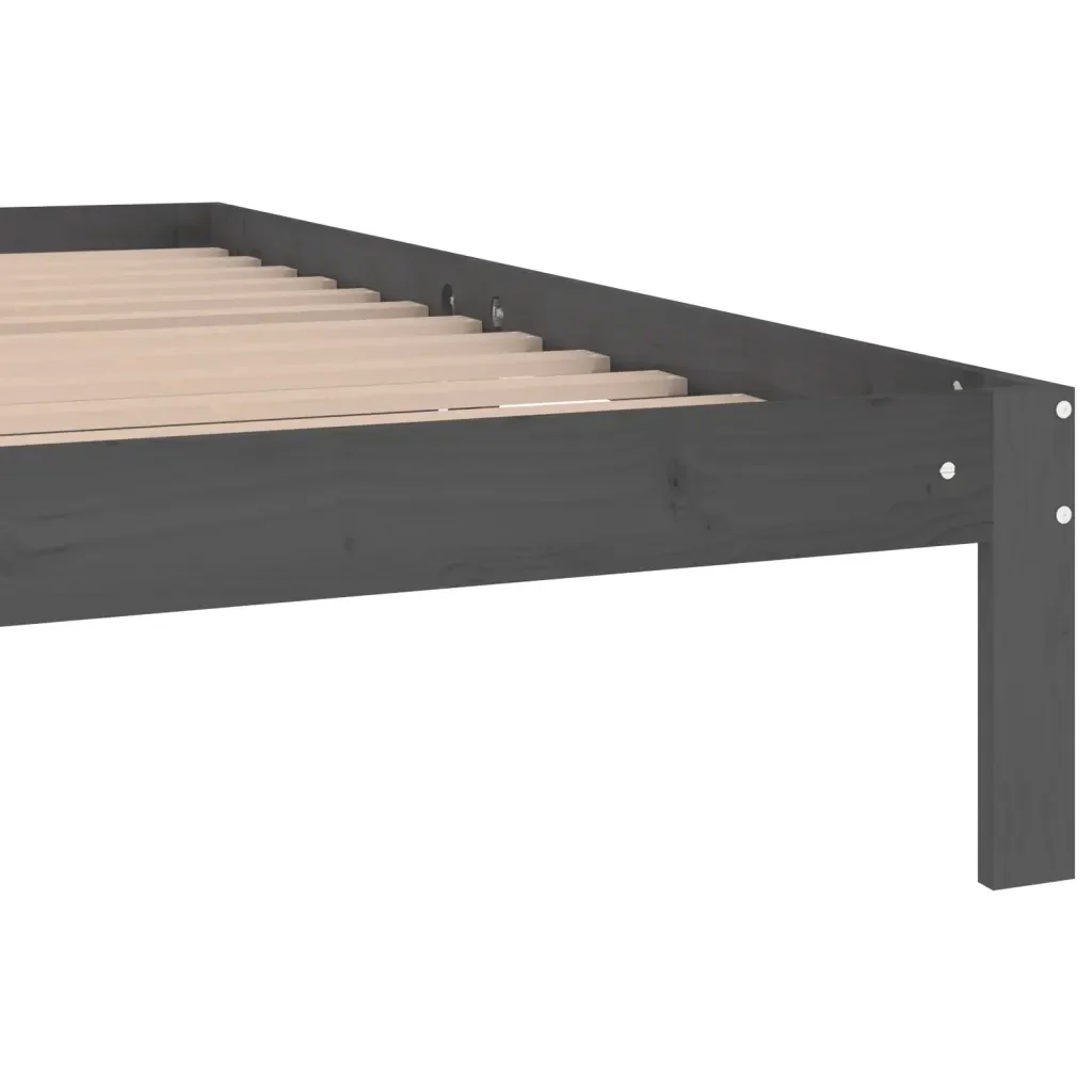 Letto matrimoniale | Letto per adulti | Giroletto Grigio in Legno Massello di Pino 200x200 cm - Image 6