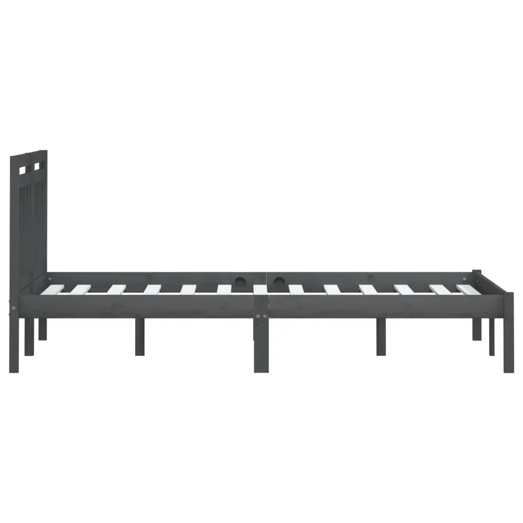 Letto matrimoniale | Letto per adulti | Giroletto Grigio in Legno Massello di Pino 200x200 cm - Image 5
