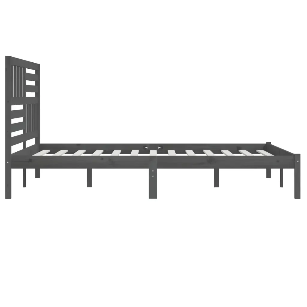 Letto matrimoniale | Letto per adulti | Giroletto Grigio in Legno Massello di Pino 200x200 cm - Image 5