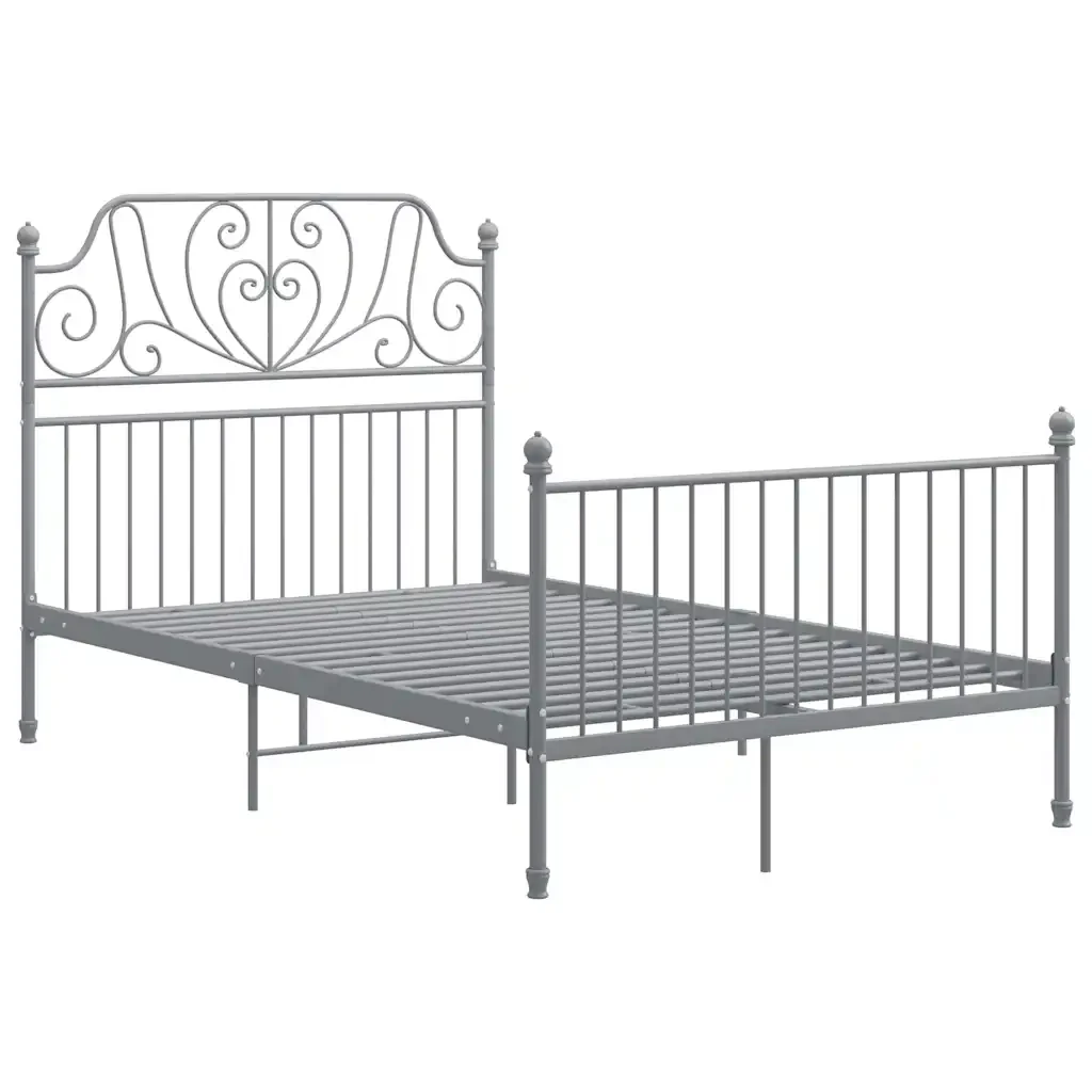 Letto matrimoniale | Letto per adulti | Giroletto Grigio in Metallo 120x200 cm
