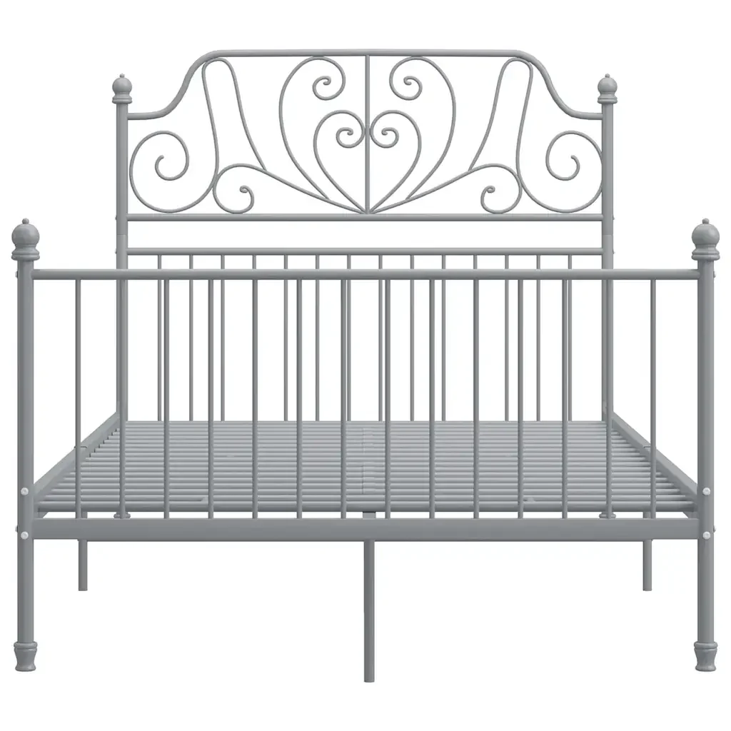 Letto matrimoniale | Letto per adulti | Giroletto Grigio in Metallo 120x200 cm - Image 3