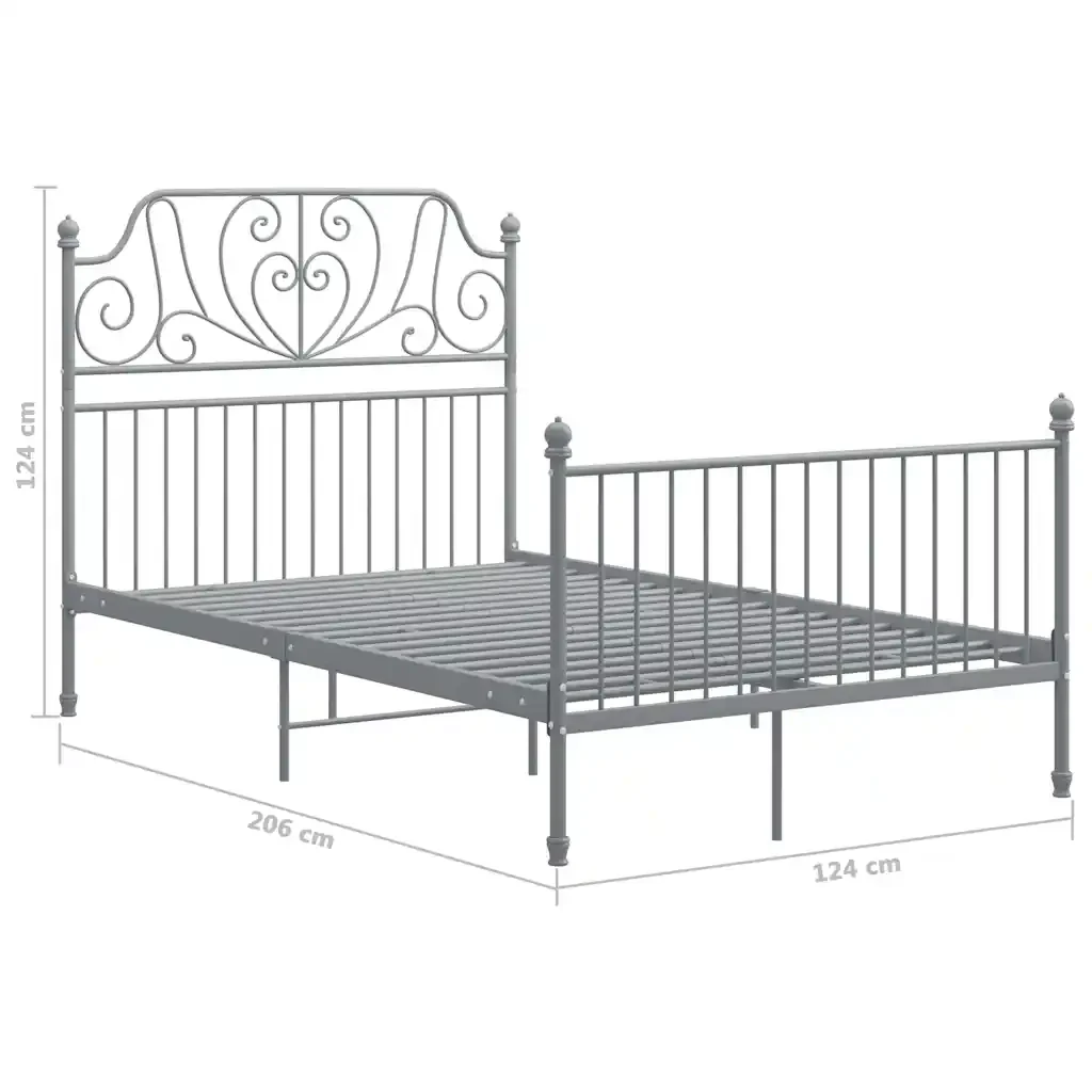 Letto matrimoniale | Letto per adulti | Giroletto Grigio in Metallo 120x200 cm - Image 6