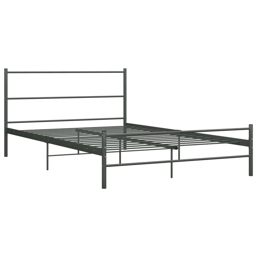 Letto matrimoniale | Letto per adulti | Giroletto Grigio in Metallo 120x200 cm