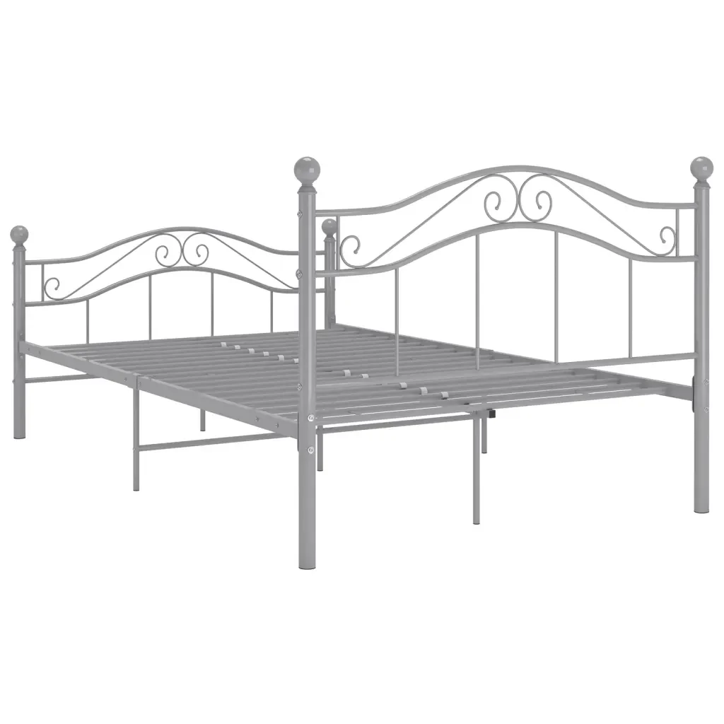 Letto matrimoniale | Letto per adulti | Giroletto Grigio in Metallo 120x200 cm - Image 5