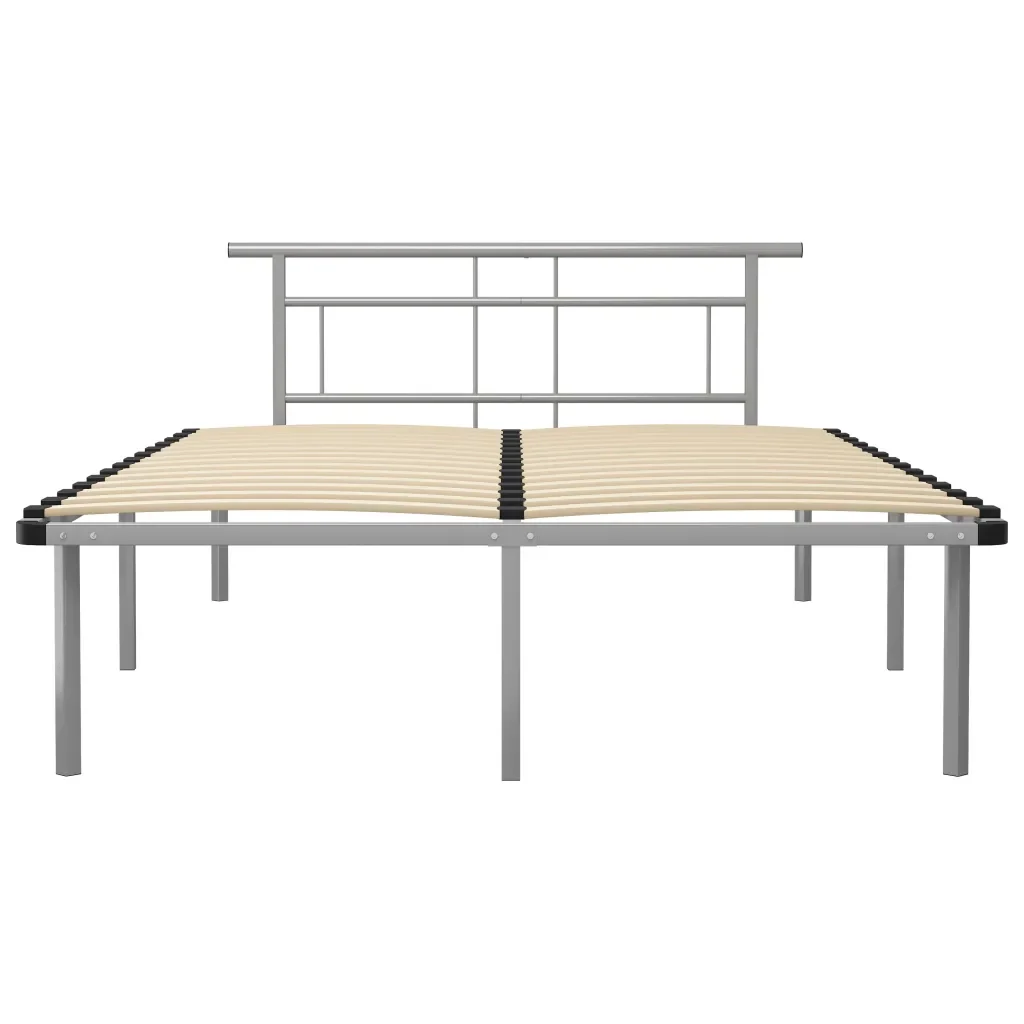 Letto matrimoniale | Letto per adulti | Giroletto Grigio in Metallo 140x200 cm - Image 4