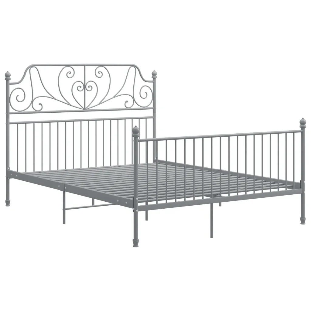 Letto matrimoniale | Letto per adulti | Giroletto Grigio in Metallo 160x200 cm