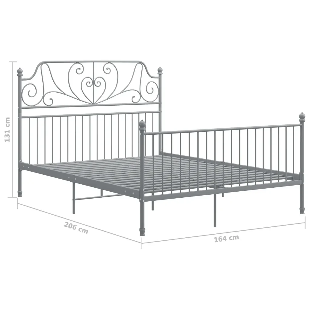 Letto matrimoniale | Letto per adulti | Giroletto Grigio in Metallo 160x200 cm - Image 6